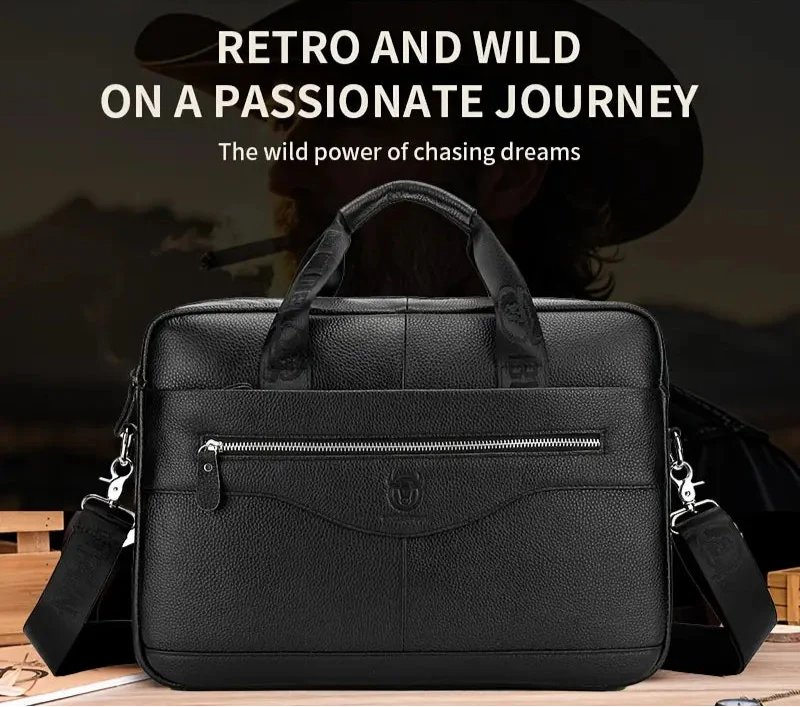 Leather Briefcase Crossbody Bag | Kaelen