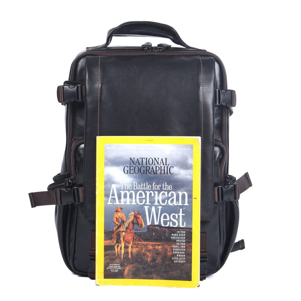 Mens Black Leather Backpack | Lysander