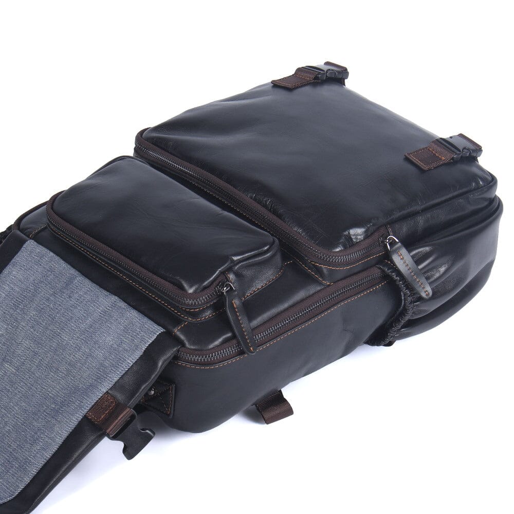 Mens Black Leather Backpack | Lysander