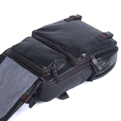 Mens Black Leather Backpack | Lysander